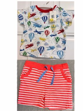 NWT Baby Boden Hot Air Balloon T shirt and shorts 6-9M
